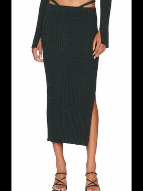Monrow Green and Black Ribbed Knit Sweater Top